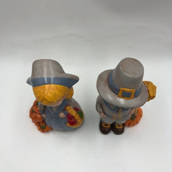 Vintage MCM Set of 2 Ceramic Thanksgiving Pumpkin Harvest Figurines Male Female - Picture 6 of 13